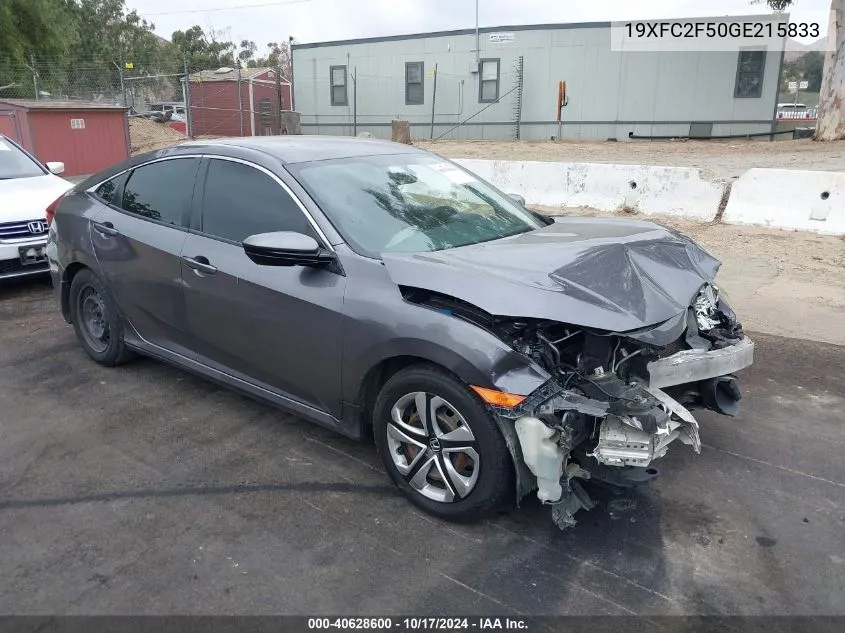 19XFC2F50GE215833 2016 Honda Civic Lx