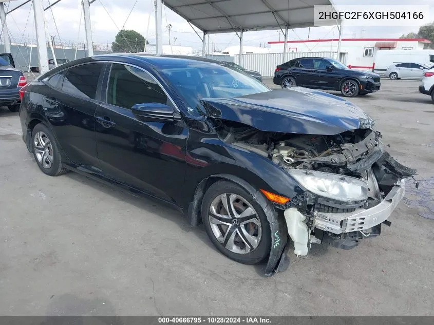 2016 Honda Civic Lx VIN: 2HGFC2F6XGH504166 Lot: 40666795