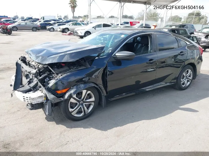 2016 Honda Civic Lx VIN: 2HGFC2F6XGH504166 Lot: 40666795