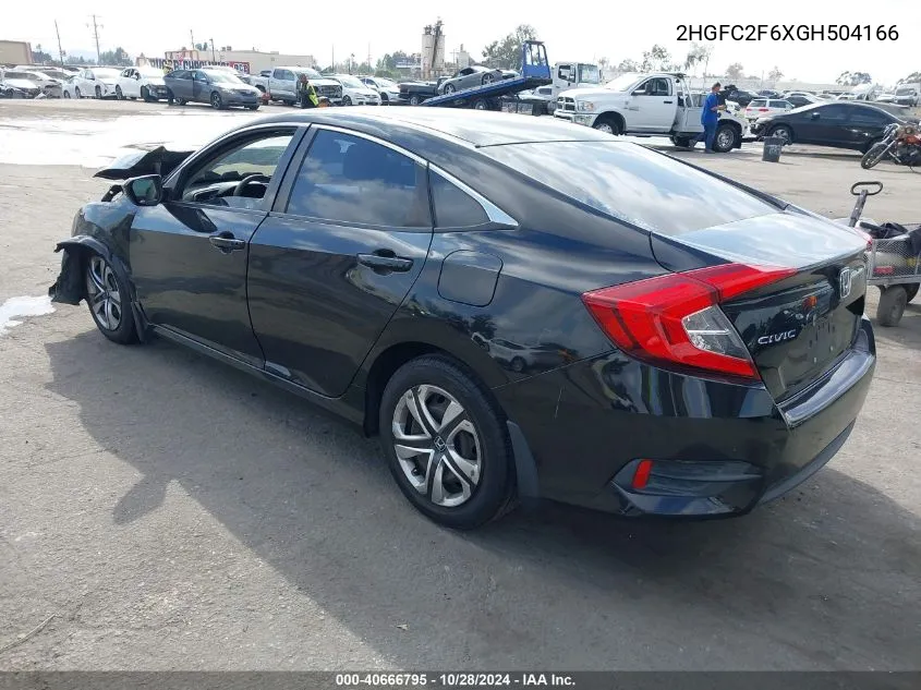 2016 Honda Civic Lx VIN: 2HGFC2F6XGH504166 Lot: 40666795