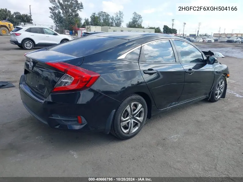 2016 Honda Civic Lx VIN: 2HGFC2F6XGH504166 Lot: 40666795