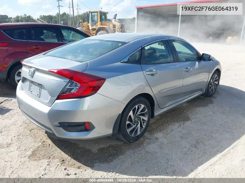 2016 Honda Civic Ex VIN: 19XFC2F76GE064319 Lot: 40689466