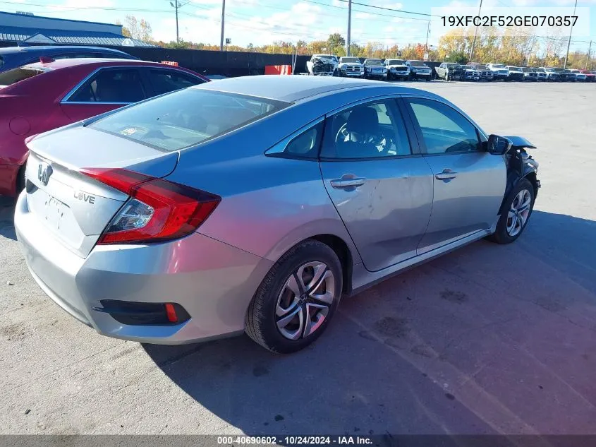 19XFC2F52GE070357 2016 Honda Civic Lx