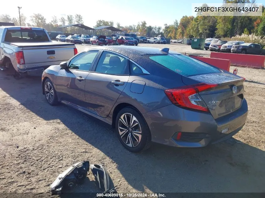 2016 Honda Civic Ex VIN: 2HGFC1F3XGH643407 Lot: 40699815