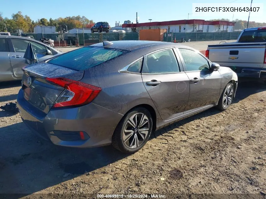 2016 Honda Civic Ex VIN: 2HGFC1F3XGH643407 Lot: 40699815