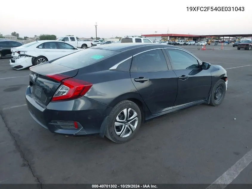 2016 Honda Civic Lx VIN: 19XFC2F54GE031043 Lot: 40701302