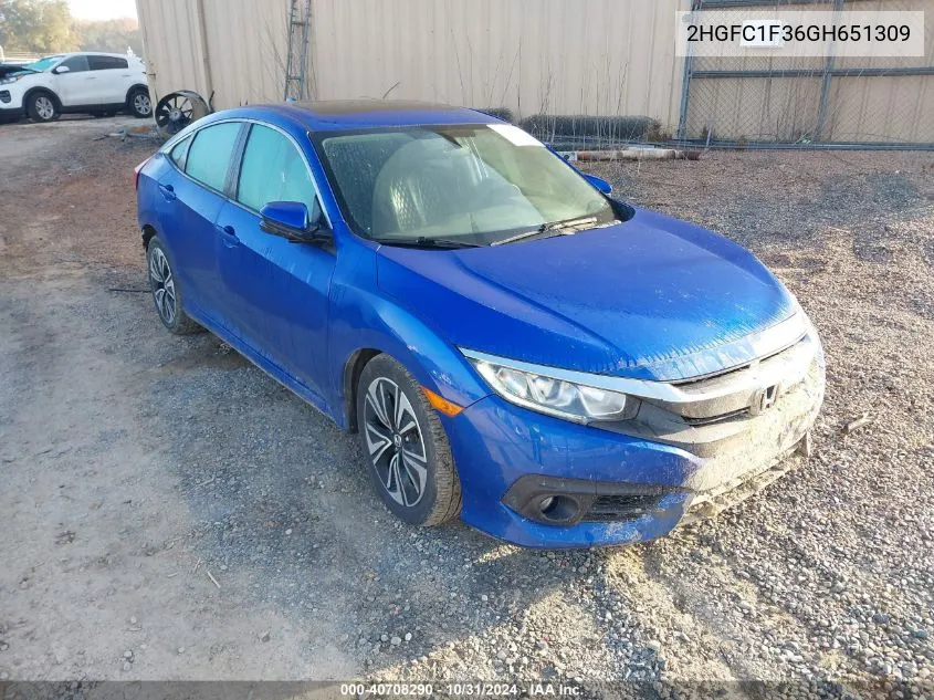 2016 Honda Civic Ex-T VIN: 2HGFC1F36GH651309 Lot: 40708290