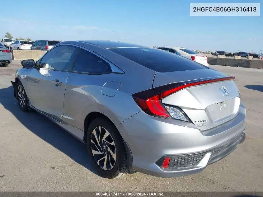 2016 Honda Civic Lx-P VIN: 2HGFC4B06GH316418 Lot: 40717411