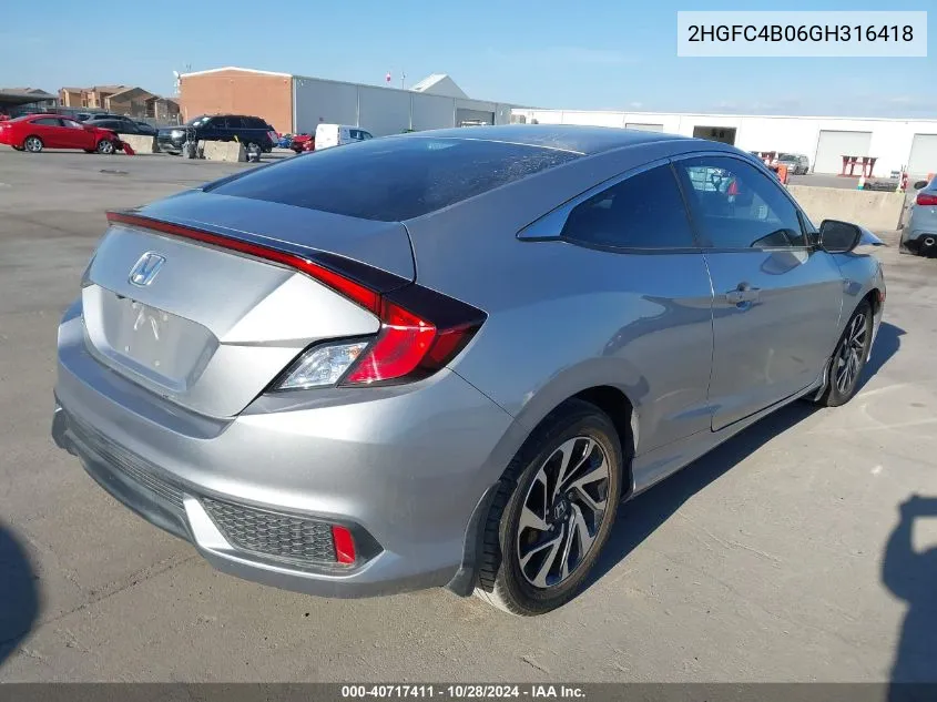 2016 Honda Civic Lx-P VIN: 2HGFC4B06GH316418 Lot: 40717411