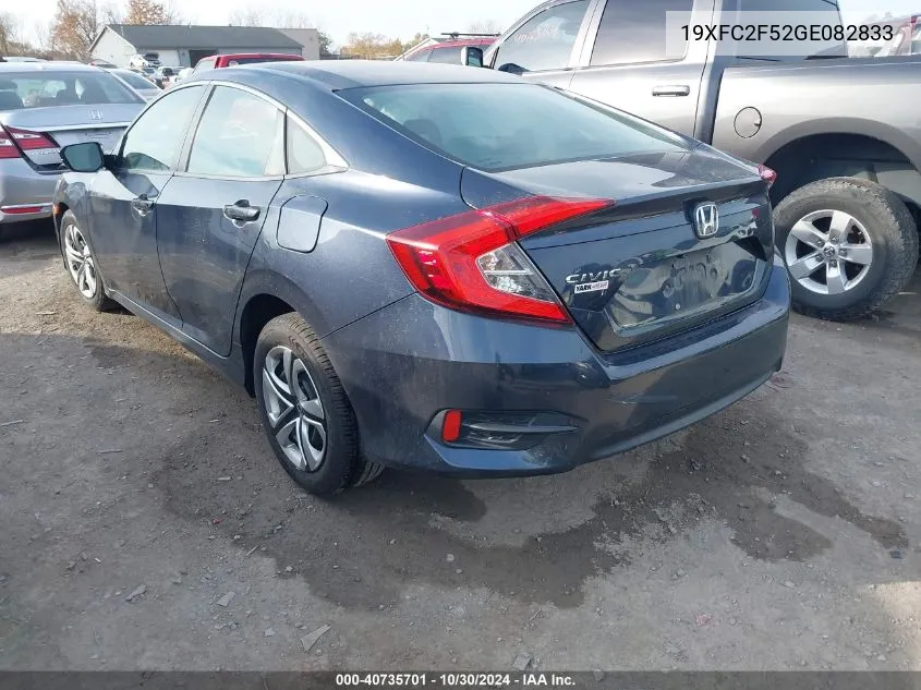 2016 Honda Civic Lx VIN: 19XFC2F52GE082833 Lot: 40735701