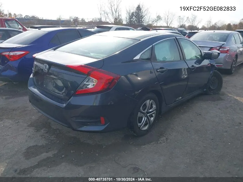 2016 Honda Civic Lx VIN: 19XFC2F52GE082833 Lot: 40735701