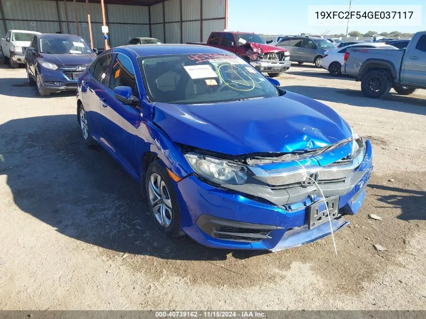 2016 Honda Civic Lx VIN: 19XFC2F54GE037117 Lot: 40739162