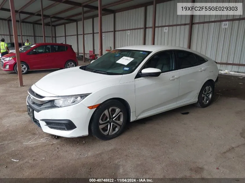 2016 Honda Civic Lx VIN: 19XFC2F55GE029303 Lot: 40748822