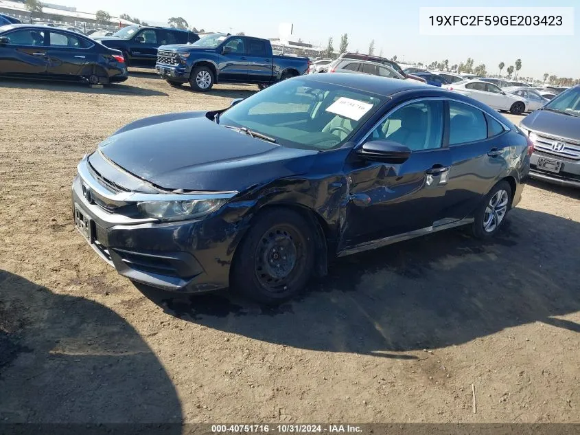 19XFC2F59GE203423 2016 Honda Civic Lx