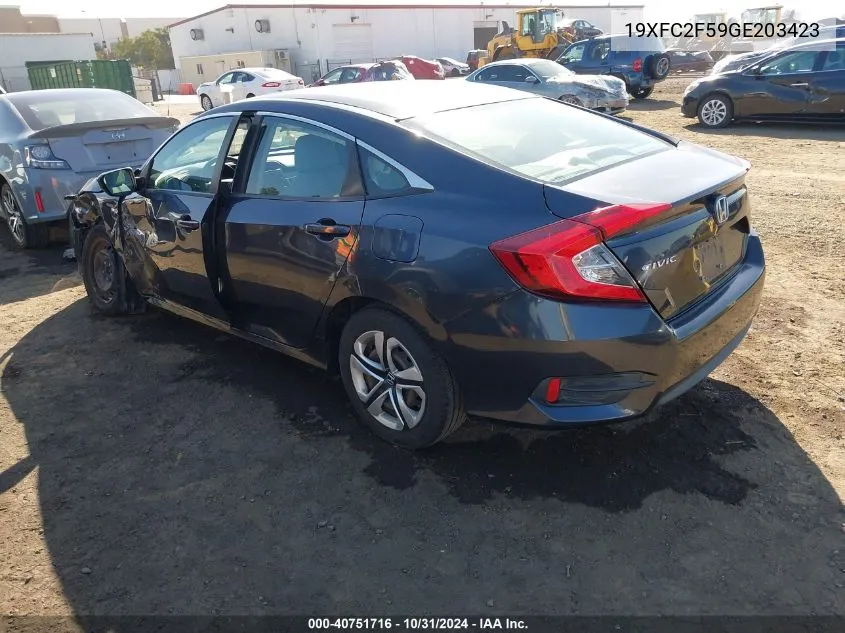 19XFC2F59GE203423 2016 Honda Civic Lx