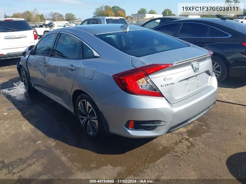 2016 Honda Civic Ex-T VIN: 19XFC1F37GE038111 Lot: 40754880