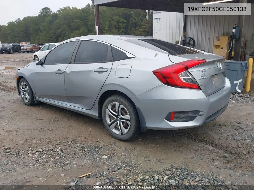 2016 Honda Civic Lx VIN: 19XFC2F50GE050138 Lot: 40758661