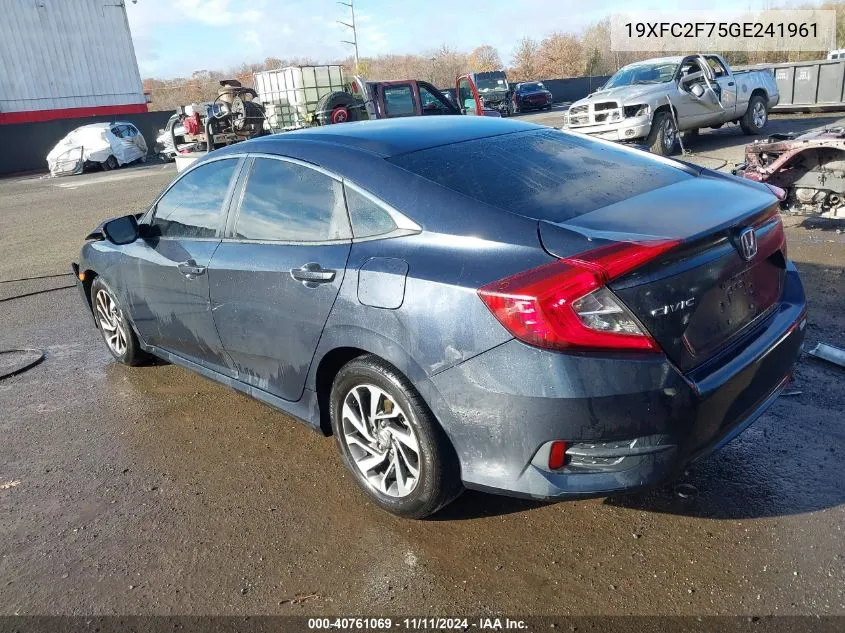 2016 Honda Civic Ex VIN: 19XFC2F75GE241961 Lot: 40761069