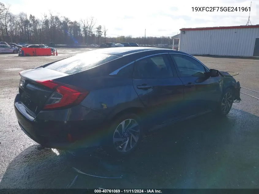 2016 Honda Civic Ex VIN: 19XFC2F75GE241961 Lot: 40761069