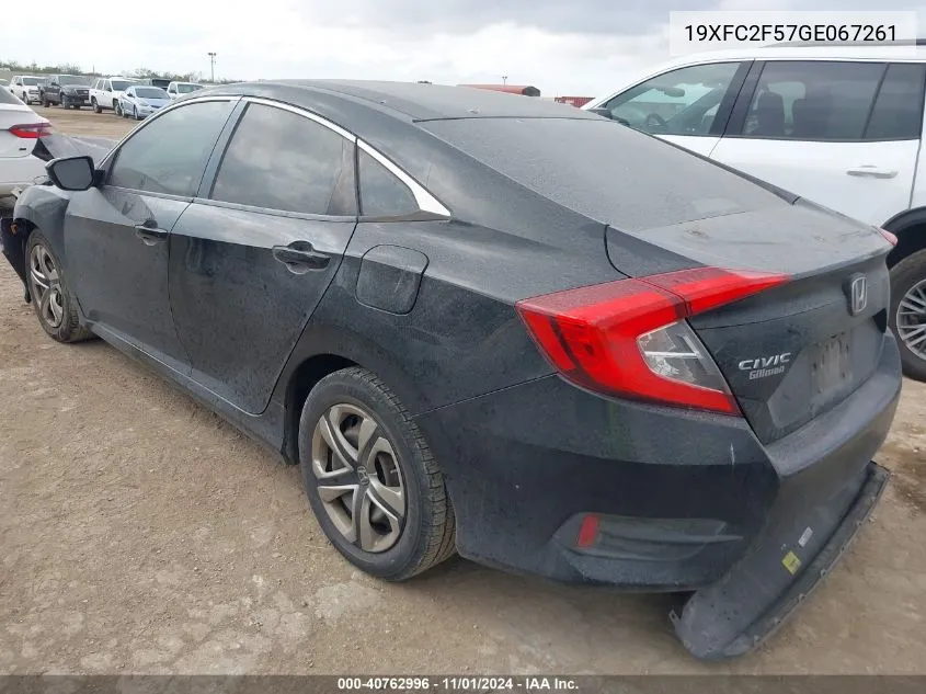 2016 Honda Civic Lx VIN: 19XFC2F57GE067261 Lot: 40762996