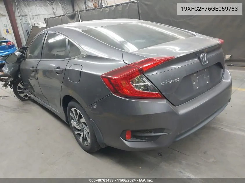 2016 Honda Civic Ex VIN: 19XFC2F76GE059783 Lot: 40763499