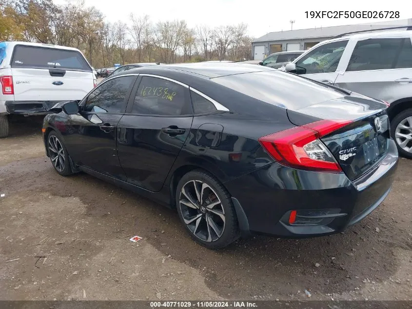 2016 Honda Civic Lx VIN: 19XFC2F50GE026728 Lot: 40771029