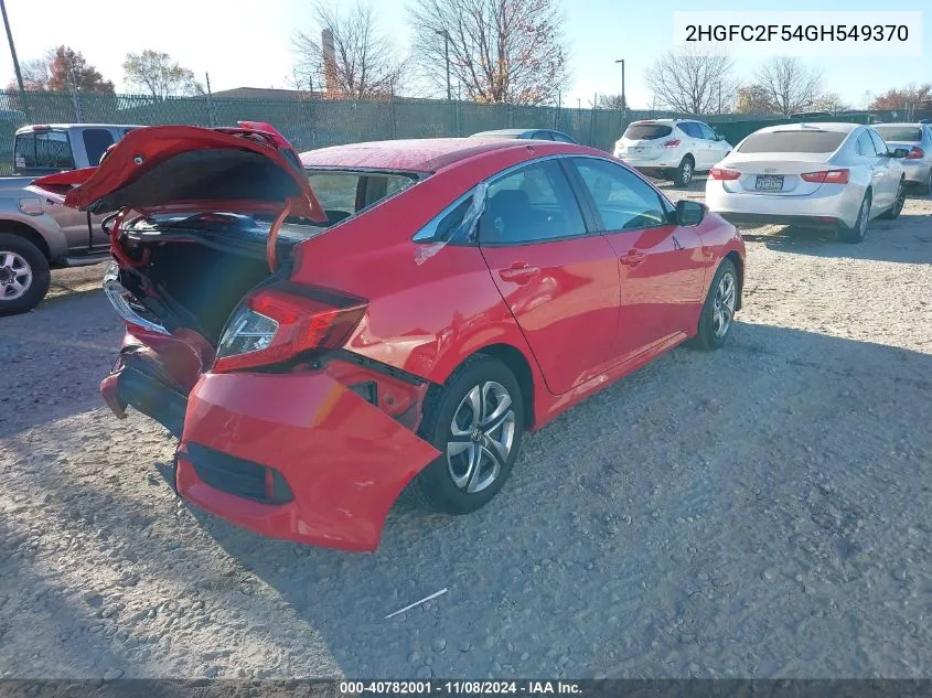 2HGFC2F54GH549370 2016 Honda Civic Lx