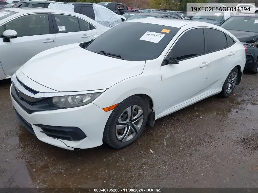 2016 Honda Civic Lx VIN: 19XFC2F56GE041394 Lot: 40795280