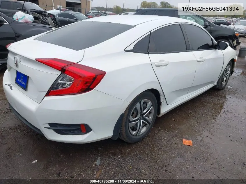 2016 Honda Civic Lx VIN: 19XFC2F56GE041394 Lot: 40795280