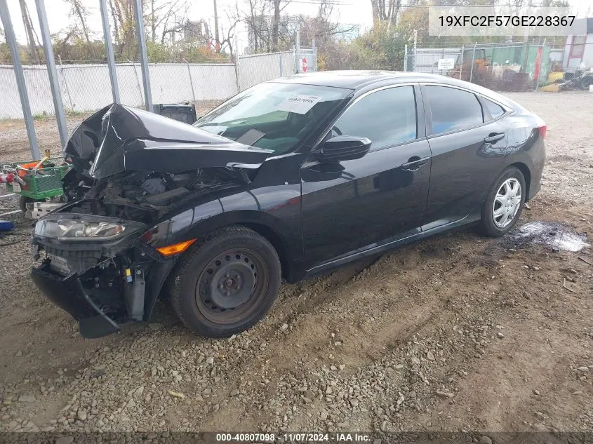 2016 Honda Civic Lx VIN: 19XFC2F57GE228367 Lot: 40807098