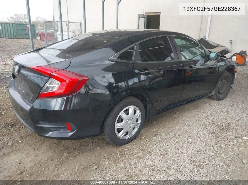 2016 Honda Civic Lx VIN: 19XFC2F57GE228367 Lot: 40807098