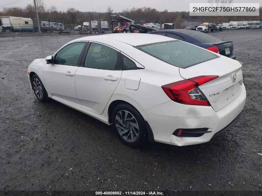 2016 Honda Civic Ex VIN: 2HGFC2F75GH577860 Lot: 40809882