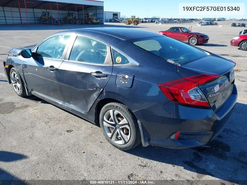 2016 Honda Civic Lx VIN: 19XFC2F57GE015340 Lot: 40810121