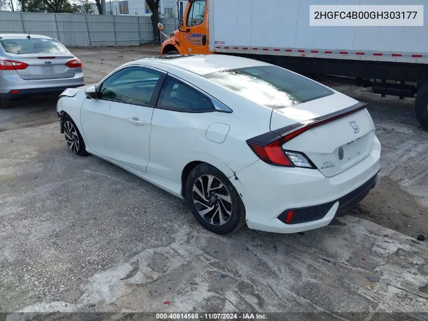 2HGFC4B00GH303177 2016 Honda Civic Lx-P