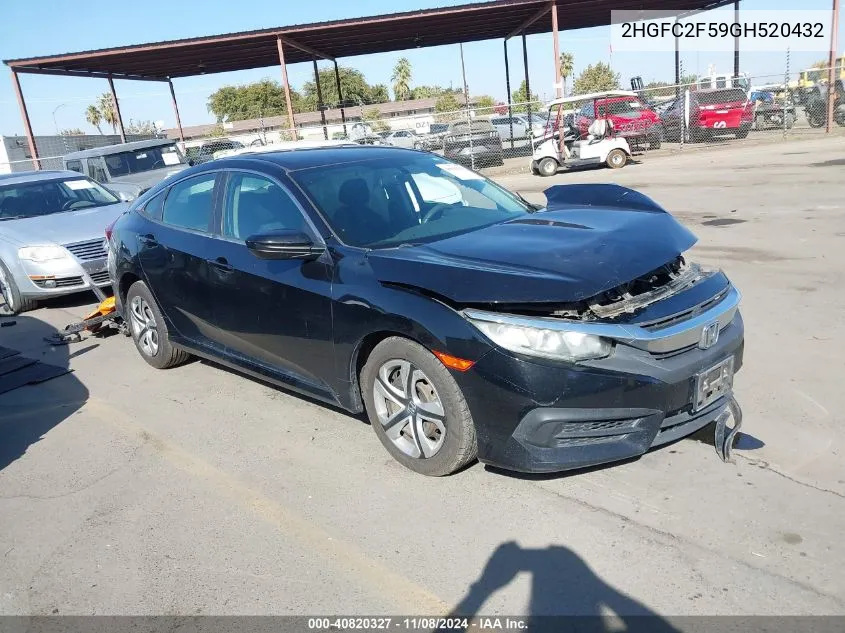 2016 Honda Civic Lx VIN: 2HGFC2F59GH520432 Lot: 40820327