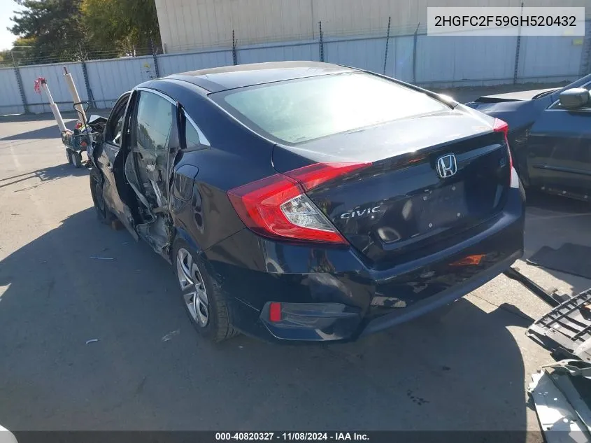 2016 Honda Civic Lx VIN: 2HGFC2F59GH520432 Lot: 40820327