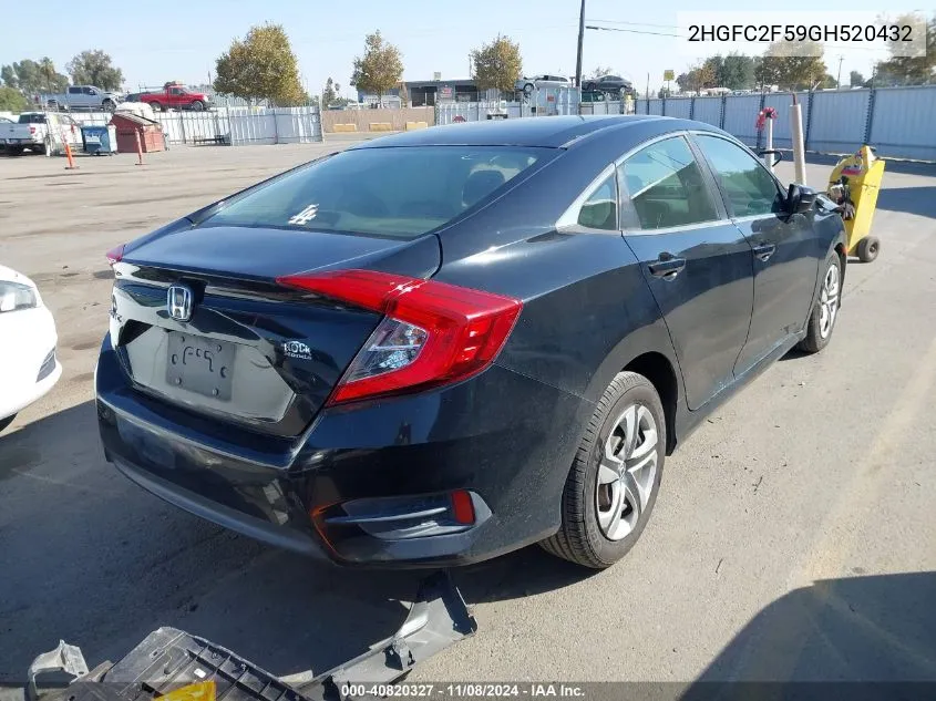 2016 Honda Civic Lx VIN: 2HGFC2F59GH520432 Lot: 40820327