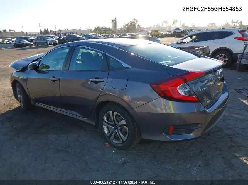 2016 Honda Civic Lx VIN: 2HGFC2F55GH554853 Lot: 40821212