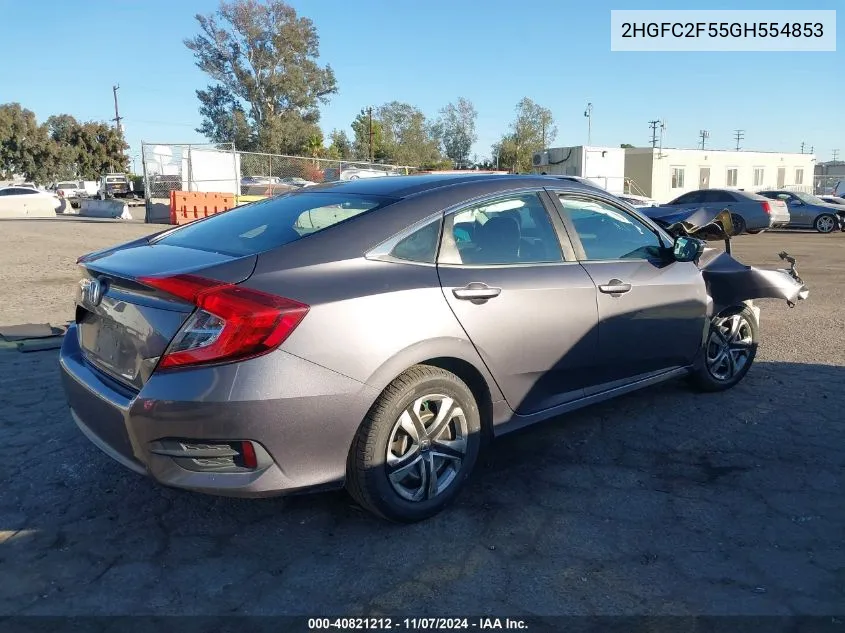 2016 Honda Civic Lx VIN: 2HGFC2F55GH554853 Lot: 40821212