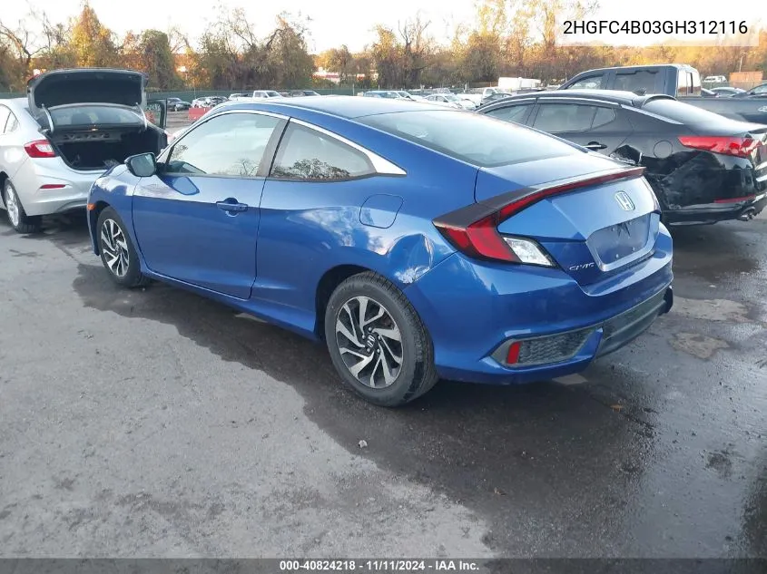 2016 Honda Civic Lx-P VIN: 2HGFC4B03GH312116 Lot: 40824218