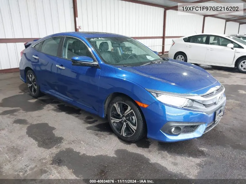 2016 Honda Civic Touring VIN: 19XFC1F97GE216202 Lot: 40834876