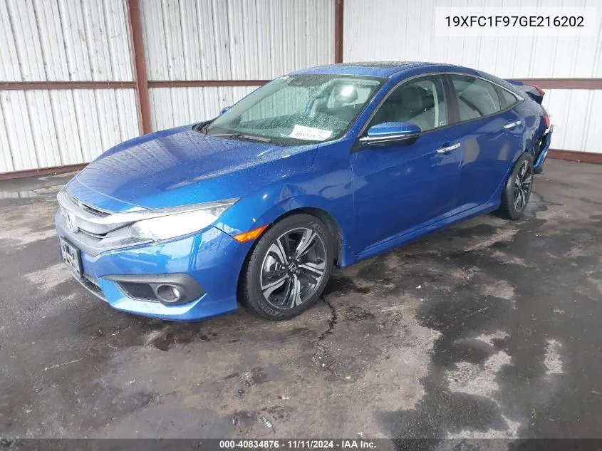 2016 Honda Civic Touring VIN: 19XFC1F97GE216202 Lot: 40834876