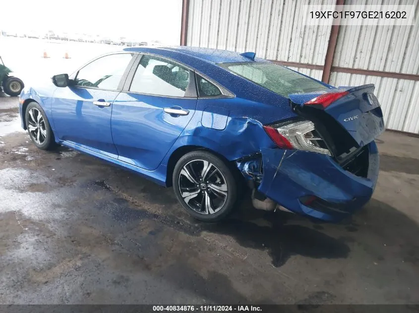 2016 Honda Civic Touring VIN: 19XFC1F97GE216202 Lot: 40834876