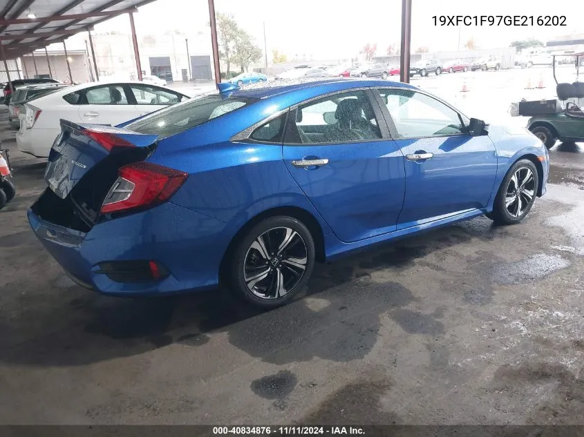 2016 Honda Civic Touring VIN: 19XFC1F97GE216202 Lot: 40834876