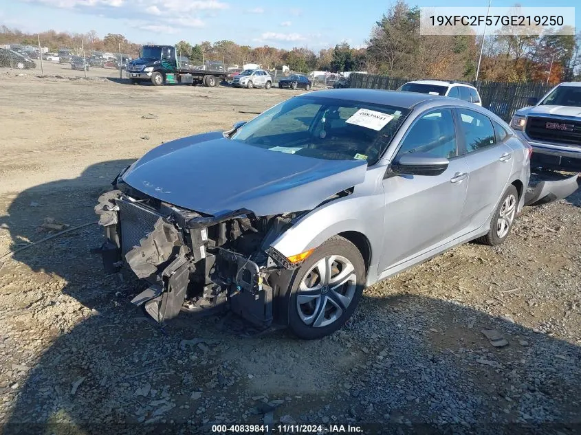 2016 Honda Civic Lx VIN: 19XFC2F57GE219250 Lot: 40839841