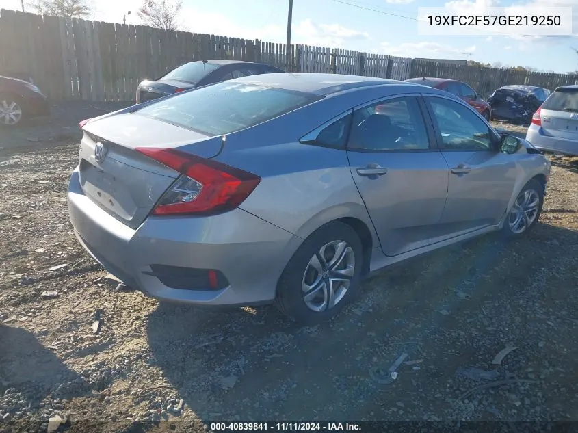 2016 Honda Civic Lx VIN: 19XFC2F57GE219250 Lot: 40839841