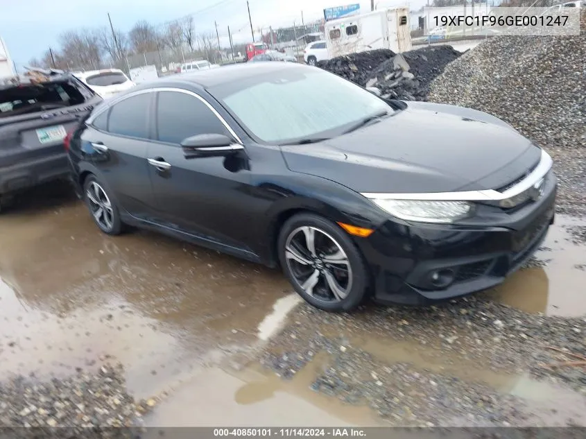 2016 Honda Civic Touring VIN: 19XFC1F96GE001247 Lot: 40850101