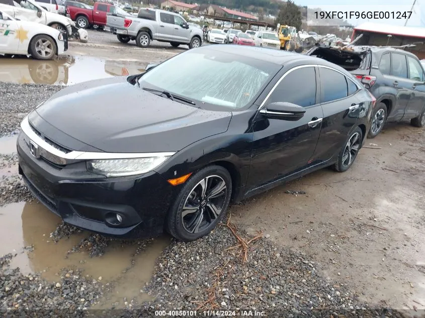 2016 Honda Civic Touring VIN: 19XFC1F96GE001247 Lot: 40850101