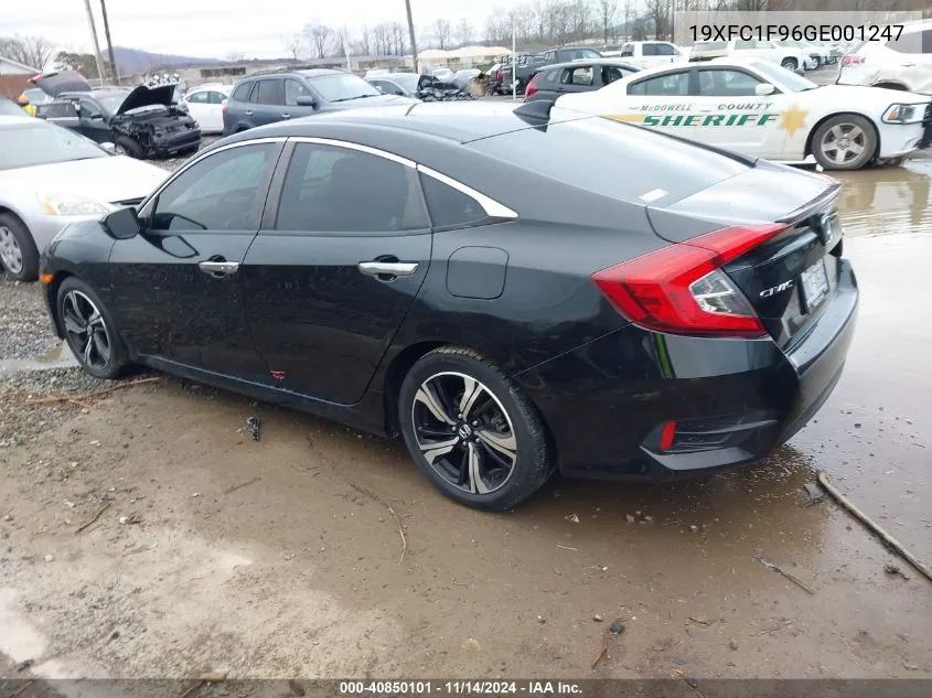 2016 Honda Civic Touring VIN: 19XFC1F96GE001247 Lot: 40850101