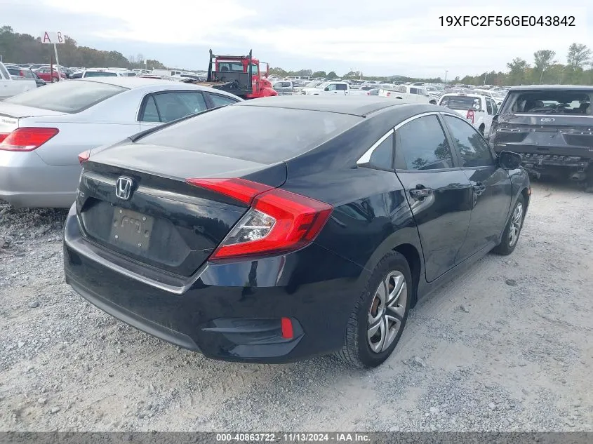 2016 Honda Civic Lx VIN: 19XFC2F56GE043842 Lot: 40863722